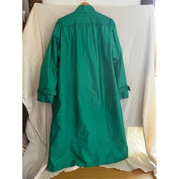 Windsor Bay Vintage Emerald Green Raincoat Long Trench Coat Womens Size 10 - Picture 4 of 16